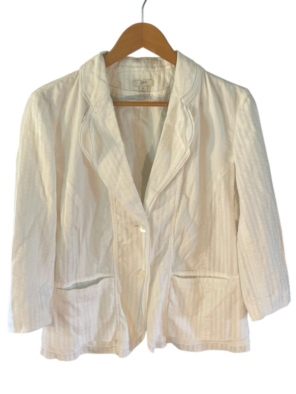G7- J. Jill White designed textured long sleeve cropped jacket soft size 14